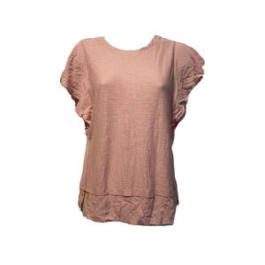 vince camuto Pink sleeveless Ruffle Sleeve Sheer Layer top Blouse Size XXS